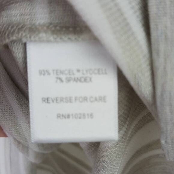 Garnet Hill SZ XL Gray & White Mock-Neck Stiped Tunic Soft Tencel French Terry - Picture 6 of 7